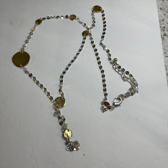 Chico's gold tone chain necklace long costume jewelry signed mixed metals beads - Picture 3 of 9